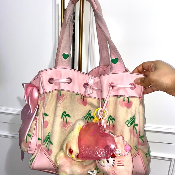 Juicy Couture Handbags - Juicy Couture Pink and Cream Tote with Heart Charm